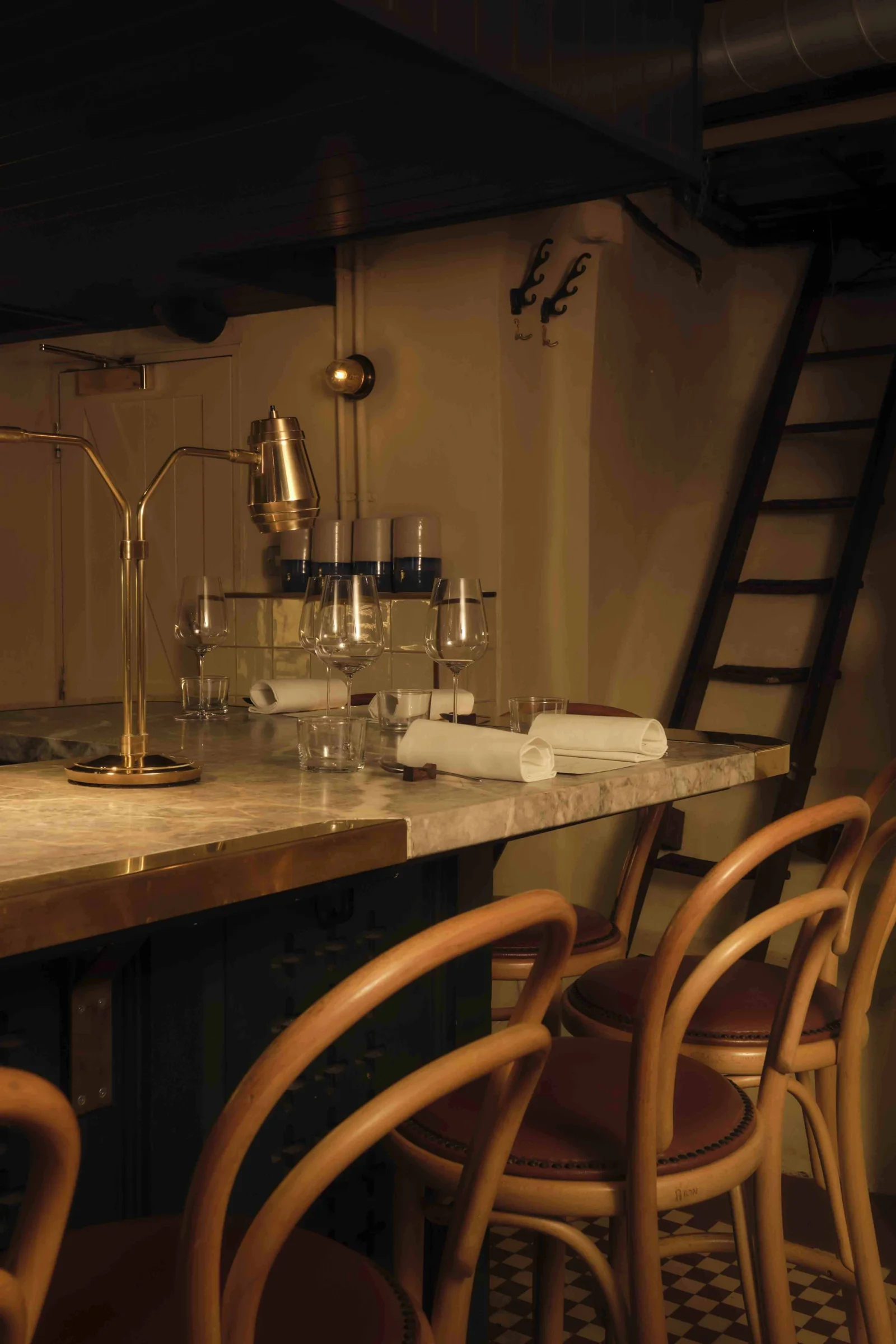 Chef’s counter at Evelyn’s Table beneath The Blue Posts, London